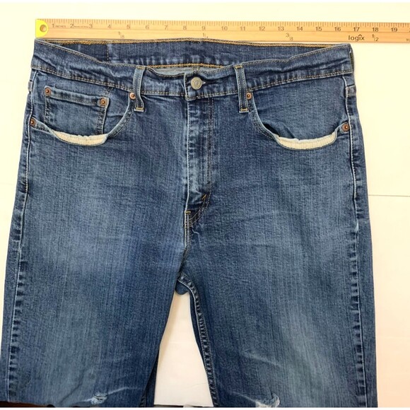 Levis 514 Jeans Mens 36x30 Mid Rise Straight Leg Distressed Stretch Denim - Picture 4 of 9